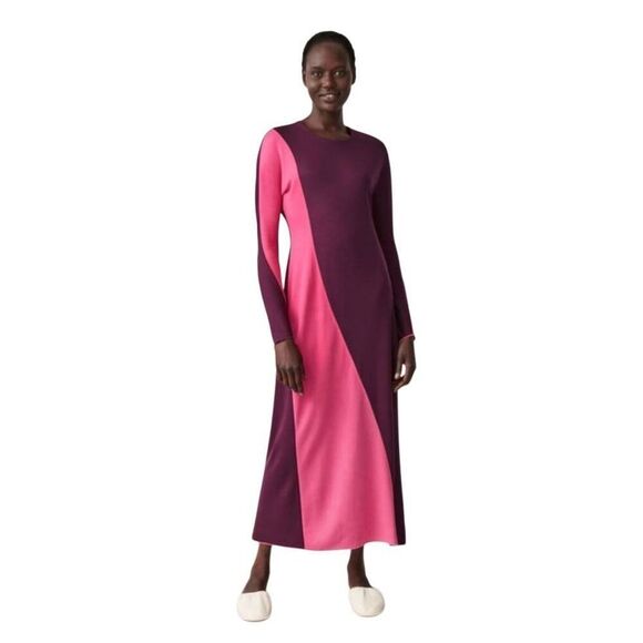 COS Paneled Jersey Knit Maxi Dress Sz S Pink Purple Colorblock Popover Stretchy - Picture 1 of 10